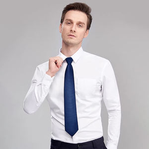 Camisas Personalizables para Hombre, Camisas Formales de Negocios con Cierre y <span class=keywords><strong>Corbata</strong></span>, Cuellos Rojos Modernos, Versión Coreana a Rayas Azules para Novios - Product Image 4