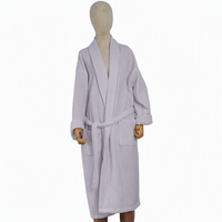 Peignoir en coton gaufré de qualité supérieure pour femme, col châle, manches longues, doux, avec logo personnalisé, vente en gros, direct usine