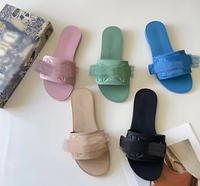 The Most Popular Casual Letter Embroidery Velcro with a Single Word for Wearing Flat Slippers, Fashionable and Versatile