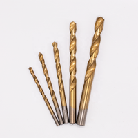 Lot de 5 forets hélicoïdaux HSS à tige droite, revêtement titane, pour le métal et le forage de puits, emballage en boîte plastique
