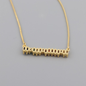 Collar de Barra de Cristal Baguette Arcoíris con Cadena de Serpiente de Cobre Bañado en Oro de 18K, Cadena Delicada y Colorida para Clavícula - Product Image 4