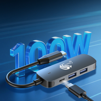 4 en 1 usb-c Hub 4 puertos 6 puertos USB C hubs 3,0 tipo C estación de acoplamiento 6 en 1 estación de acoplamiento con tarjeta 4K SD TF portátil pd100w