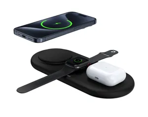 3 In 1 Magnetische Unterstützung Qi 2 Schnelles Aufladen Mobiltelefon kabelloses Ladegerät Pad individuelles Logo für iPhone für iWatch für Airpods