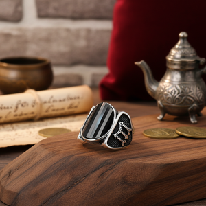 Oval Onyx Stone Tugra Design Ottoman <b>Men's</b> <b>Ring</b> Turkish Handmade Wholesale Authentic Silver <b>Men</b> <b>Ring</b> - Product Image 3