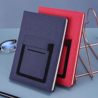 Ensemble cadeau de carnet de notes professionnel A5 promotionnel avec logo personnalisé, journal de réunion avec couverture en cuir élégante et design avec poche