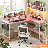 Échantillon gratuit Bureau d'ordinateur de jeu en bois de grande taille en forme de L rose en vente chaude Meubles de bureau à domicile Bureau d'ordinateur de jeu pour joueurs Boîtier d'ordinateur de jeu