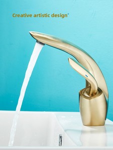Grifo de Baño Monomando de Lujo Ligero para Lavabo, Agua Fría/Caliente, Diseño Platino de Cobre, para Encimera - Product Image 2