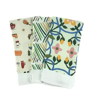 Home textile kitchen 100% cotton linen embroidered LOGO restaurant hanging customized printed kitchen towel