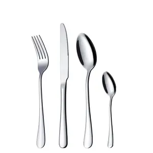 加拿大专业lOEM定制unch 4pcs银色平板餐具不锈钢揭阳餐具