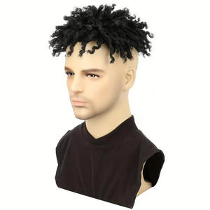 Black 3 ''Dirty Braid Hair Block Hip Hop Peluca de <span class=keywords><strong>pelo</strong></span> <span class=keywords><strong>corto</strong></span> <span class=keywords><strong>Afro</strong></span> Curl Dreadlock Pelucas de cabello <span class=keywords><strong>para</strong></span> hombre - Product Image 2