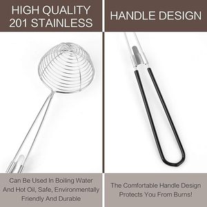 مقشدة متينة من أسلاك الفولاذ المقاوم للصدأ مع فلتر شبكي رفيع ، أداة مطبخ مقاومة للحرارة مع خطاف للقلي والتفريز - Product Image 3