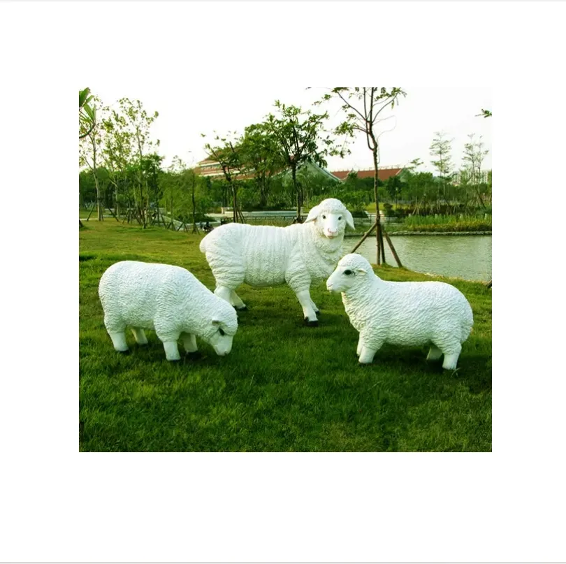 Sıcak satış keçi fiberglas heykel hayvanlar simülasyon koyun heykeli bahçe çiftlik süslemeleri