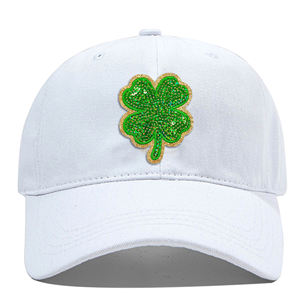 หมวกแก๊ป Lucky Green Heart Bling สำหรับวันเซนต์แพทริก สีขาว ผ้าโพลีเอสเตอร์ทั่วไป ปรับขนาดได้ หมวกเบสบอลกันแดดสำหรับผู้หญิง ใช้ได้ทุกฤดู - Product Image 3