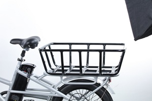 Vélo électrique cargo familial à deux roues, à cadre long, avec panier, pneus larges, moteur 500W, style urbain - Product Image 3