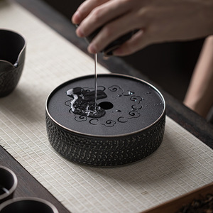 Chinese Retro Ceramic <b>Tea</b> Tray Round Heat Resistant Kung Fu <b>Tea</b> <b>Set</b> Home Use Teapot Nurturing Stand - Product Image 2