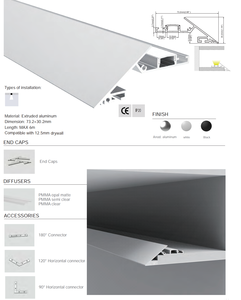Profilé en aluminium pour bande <span class=keywords><strong>LED</strong></span> 76x76mm, lumière <span class=keywords><strong>de</strong></span> plafond, mur, angle, coin, lampe <span class=keywords><strong>LED</strong></span>, barre lumineuse - Product Image 5
