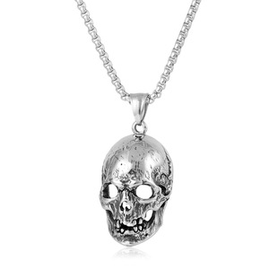 Collar yunnique con colgante de calavera de acero inoxidable, cadena Punk Hip Hop para hombre, 60cm de largo, diseño geométrico, joyería de moda - Product Image 1