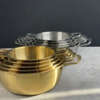 Pot de nouilles coréen en acier inoxydable 304, pot de soupe polyvalent à double poignée pour restaurant maison