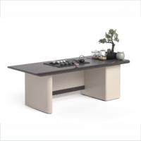 Grande table basse rectangulaire en bois massif avec un design moderne simple, durable et écologique pour la maison, le bureau, le salon