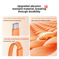Câble de données plat tressé en nylon 2M 120W à charge rapide PD double Type-C pour iPhone 16/17 Oppo - Chargeur USB avec transfert de données