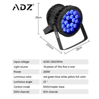 ADZ 18 pièces 10w RGBWA 5in1 led par lumière IP67 étanche dmx contrôlé 18*10 lumière de scène led par peut uplight visage lumière