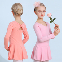 Tenue de danse pour enfants en pur coton, combinaison d'entraînement à bretelles, jupe une pièce, ensemble de danse de ballet