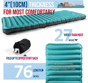 Coussin de couchage compact de 10cm d'épaisseur avec pompe intégrée étanche et durable pour le camping pique-nique Logo personnalisé pour la randonnée - Product Image 3