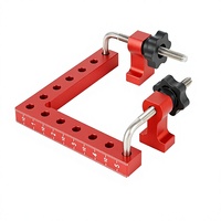 Pince d'angle droite pour le travail du bois 140 mm, pour le positionnement et le fixation de panneaux, avec règle de positionnement à 90°, jauge de hauteur laser à points, en alliage d'aluminium
