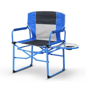 Ağır taşınabilir katlanır sandalye ile yan masa cep kolu plaj açık kamp yönetmen koltuğu