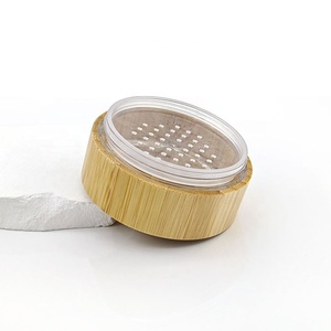 Estuche compacto <span class=keywords><strong>de</strong></span> bambú todo en uno para polvos sueltos, contenedor <span class=keywords><strong>de</strong></span> 1 oz con logotipo grabado, tarro <span class=keywords><strong>de</strong></span> maquillaje <span class=keywords><strong>de</strong></span> bambú con esponja - Product Image 2