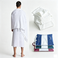 Handuk Ihram Mikrofiber Cepat Kering Lembut Sampel Gratis Pabrik Penjualan Laris Handuk Haji Umrah Putih untuk Pria Muslim
