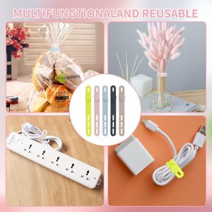 Sangles de cordon <span class=keywords><strong>réutilisables</strong></span> Organisateur de câble élastique polyvalent pour la fixation du chargeur de téléphone Bandes de caoutchouc Fournitures de bureau - Product Image 5