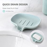 Lot de 3 porte-savons en silicone à surface lisse et forme irrégulière, auto-drainants pour douche/salle de bain, type cascade