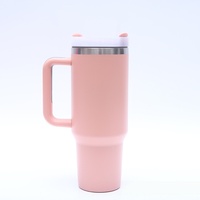 Gobelet isotherme personnalisé avec logo, 40 oz, en acier inoxydable à double paroi, anti-fuite, avec poignée et paille, idéal pour les voyages en voiture