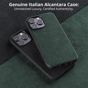 Funda magnética de cuero Alcantara de lujo italiano para teléfono móvil iPhone 15 Pro Max impermeable diseño Simple logotipo personalizado en caja - Product Image 2