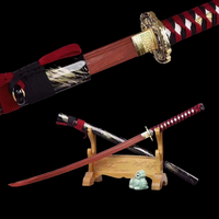 Épée en bois de samouraï avec motif de flamme, fabriquée en Chine à Longquan, accessoires de jeu d'animation, épée en bois d'entraînement japonaise