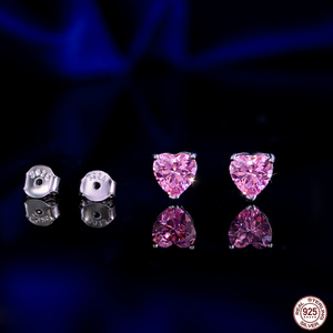 Graziosi <span class=keywords><strong>Orecchini</strong></span> a Lobo a Cuore <span class=keywords><strong>Rosa</strong></span> in <span class=keywords><strong>Argento</strong></span> Sterling 925 con Zircone Cubico da 6mm per Ragazze per Appuntamenti Uso Quotidiano Compleanni Gioiello Regalo - Product Image 5
