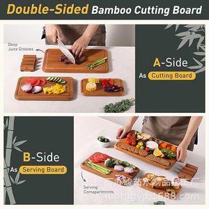 Solid Wood Cutting Board <b>Set</b> Rectangle Multifunctional For Kitchen Food Prep Chopping Block Three Piece <b>Set</b> - Product Image 5