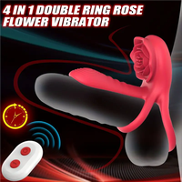 Anillo Vibrador de Pene de Silicona Recargable con Control Remoto Rose, 10 Modos, Retrasa la Eyaculación Masculina, Cinturón de Castidad Masculino, Erección
