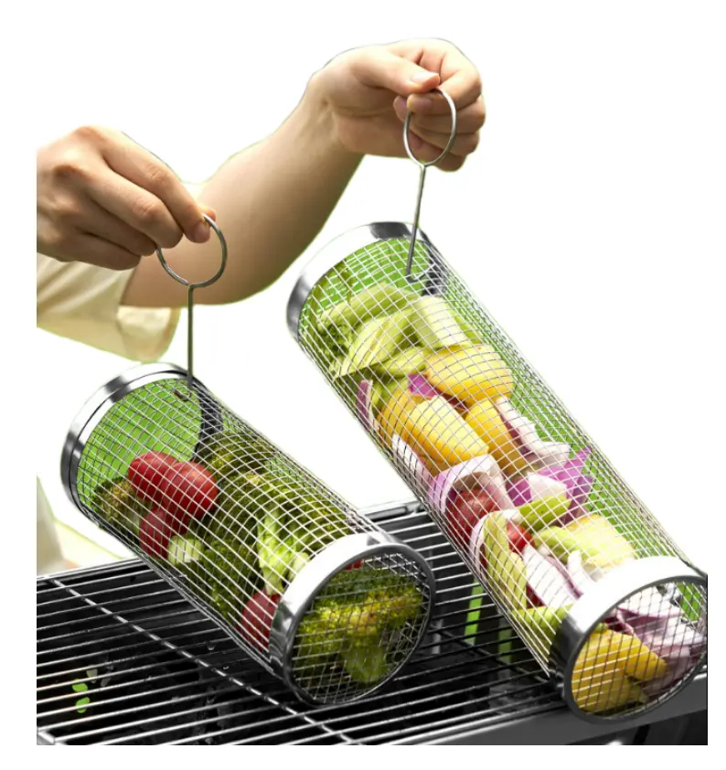 Hot Selling Nieuw Product Netbuis Cilinder Rolling Grootste Grill Mand Metaal Bbq