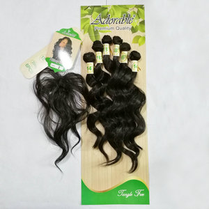 Sharopul Tự Nhiên Tóc Con Người Kết Hợp Với Sợi Tổng Hợp Giá Rẻ Giá Sợi Ngang Với Đóng Cửa Phần Mở Rộng Tóc Sóng Nước Sâu Xoăn Dệt - Product Image 3