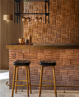 Panneau de mosaïque en bois massif, blocs de bois irréguliers, art mural pour hall d'hôtel, café, mur d'accentuation, revêtement mural intérieur