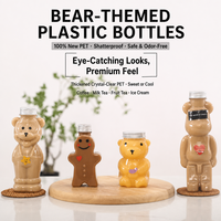 Bouteille d'eau en forme d'ours mignon 12oz, en plastique, pour jus, lait, thé, boissons froides, avec couvercle, idéale pour les fêtes et les cadeaux pour enfants