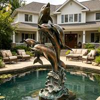 Sculpture de fontaine d'eau en bronze antique grandeur nature RELONG, personnalisée, représentant un poisson, un dauphin ou un animal marin, pour piscines