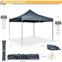 Carpa Publicitaria Exterior Personalizada con Logotipo Impreso, Toldo de Cuatro Patas con Cortinas Laterales, Impermeable, de Poliéster Plegable para Eventos