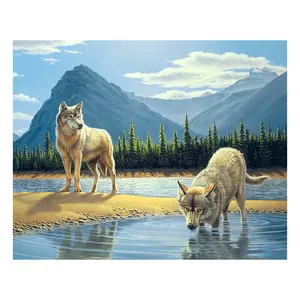 Hight Quality 5D Full Drill Rhinestone Diamond Picture Living Room Decor Wolf DIY Diamond Painting Canvas