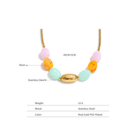 Collar de Moda XY 6168 con Cuentas Geométricas de Resina y Metal, Cadena de Acero Inoxidable Chapada en Oro