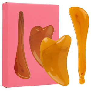 Ensemble de rouleaux de massage Gua Sha en jade citrine 100% naturel pour le visage et le corps - Product Image 5