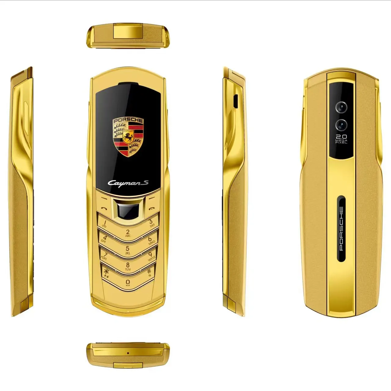 2023 New luxury Porscher gold gsm 2g mobile phone Dual SIM Card for business elderly student mini phone