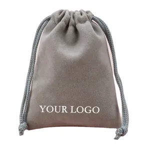 Eco Velvet Drawstring Bag Jewelry Pouch Flannelette Sachet Diamond Ring Necklace Bead Gift Bags Wrapping Custom Logo Print